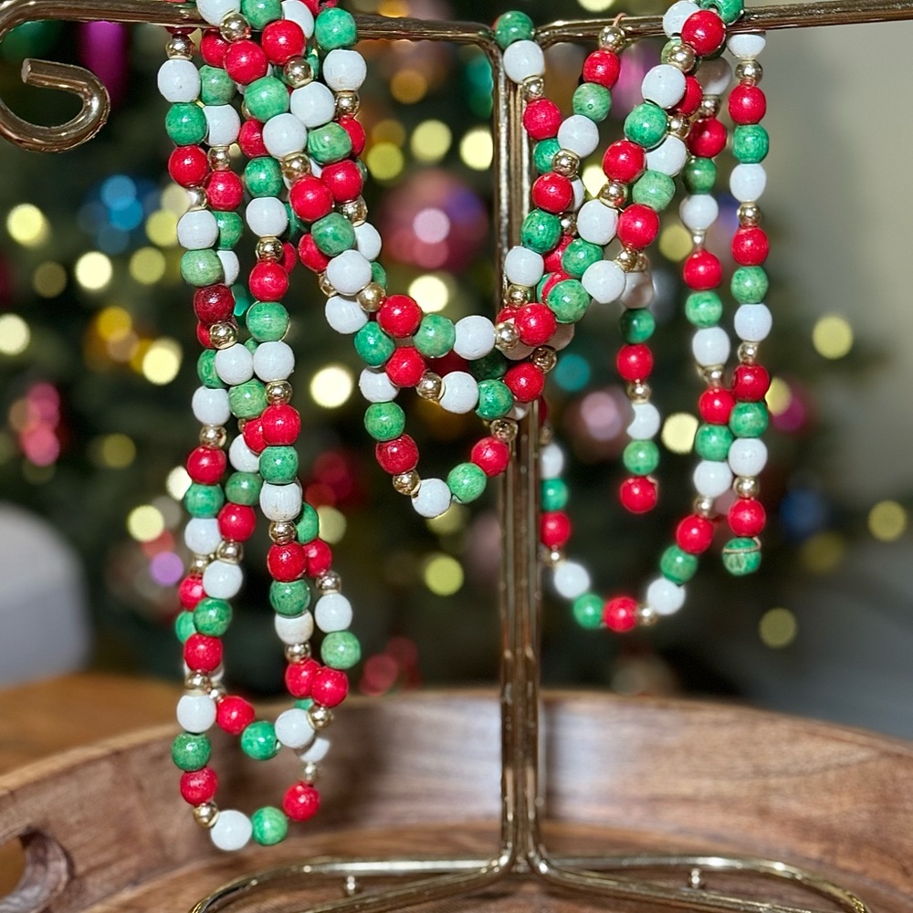 Vintage Beaded Wood Garland